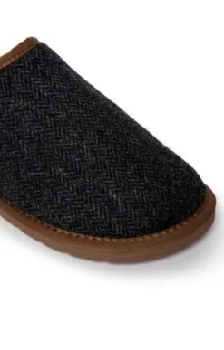 Men’s Shetland Tweed Mule Slippers -Best Fashion Shoes Shop TA16075CHARCOALHBONE 1