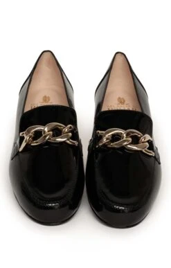 Ladies Leather Loafer With Chain -Best Fashion Shoes Shop TA21361PATENTBLACK 4