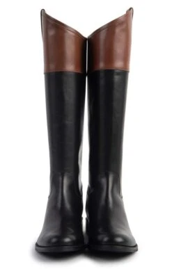 Ladies Tall Contrast Top Leather Boot -Best Fashion Shoes Shop TA21454BLACKTAN 5