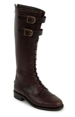 Ladies Tall Leather Lace And Buckle Boot