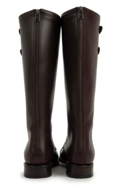 Ladies Tall Leather Lace And Buckle Boot -Best Fashion Shoes Shop TA21550DKBROWN 6