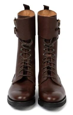 Ladies 3/4 Leather Buckle Boot -Best Fashion Shoes Shop TA21551DKBROWN 4