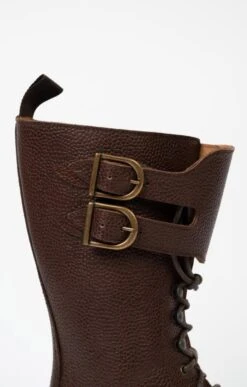 Ladies 3/4 Leather Buckle Boot -Best Fashion Shoes Shop TA21551DKBROWN 6