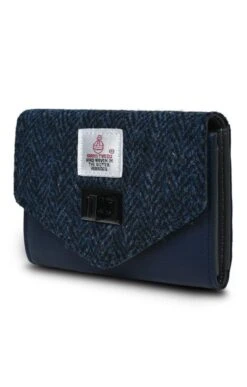 Ladies Small Harris Tweed Purse -Best Fashion Shoes Shop TA22355NAVYHB 1