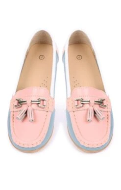 Ladies Multicoloured Moccasin -Best Fashion Shoes Shop TA22400BBLUEPINKWHT 4