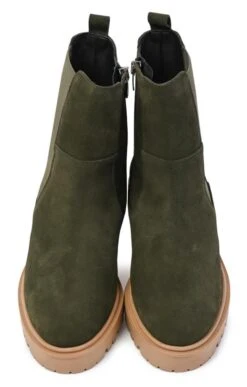 Ladies Chunky Sole Chelsea Boot -Best Fashion Shoes Shop TA22421DKGREEN 4 1