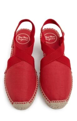 Ladies Toni Pons Linen Flat Espadrilles -Best Fashion Shoes Shop TA22534RED 4