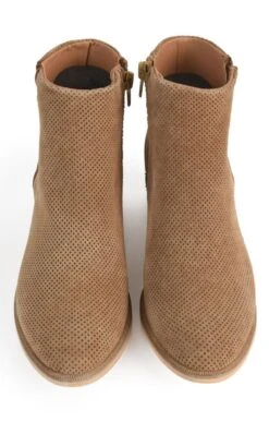 Ladies Punched Hole Ankle Boot -Best Fashion Shoes Shop TA23161TAN 4