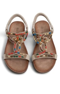 Ladies Beaded Elastic Back Sandal 15 Ladies Beaded Elastic Back Sandal -Best Fashion Shoes Shop TA23205BEIGE 4