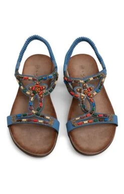Ladies Beaded Elastic Back Sandal 19 Ladies Beaded Elastic Back Sandal -Best Fashion Shoes Shop TA23205BLUE 4