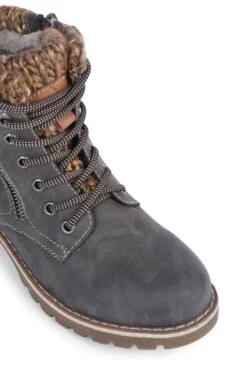 Ladies Knit Trim Waterproof Boot 21 Ladies Knit Trim Waterproof Boot -Best Fashion Shoes Shop TA23422GREY 2