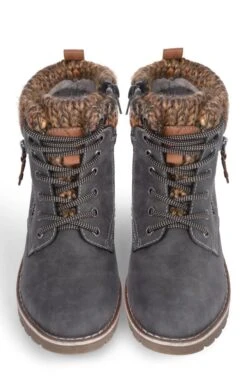 Ladies Knit Trim Waterproof Boot 23 Ladies Knit Trim Waterproof Boot -Best Fashion Shoes Shop TA23422GREY 4