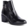 Ladies Leather Block Heel Zip Ankle Boot