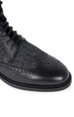 Tweed Brogue Boot -Best Fashion Shoes Shop TA23590BLACKCHARCOALHB 2