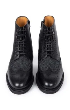 Tweed Brogue Boot -Best Fashion Shoes Shop TA23590BLACKCHARCOALHB 4
