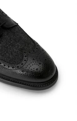 British Pure New Wool Tweed Brogue Shoe -Best Fashion Shoes Shop TA23640BLACKCHARC 3