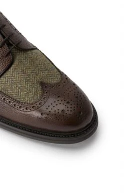 British Pure New Wool Tweed Brogue Shoe -Best Fashion Shoes Shop TA23640DKBRNGRNLOVAT 3