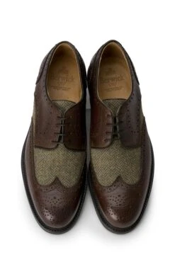 British Pure New Wool Tweed Brogue Shoe -Best Fashion Shoes Shop TA23640DKBRNGRNLOVAT 4
