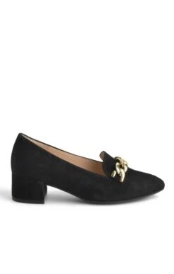 Ladies Gabor Mid Heel Chain Suede Shoe -Best Fashion Shoes Shop TA23681BLACK 1