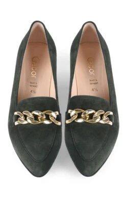 Ladies Gabor Mid Heel Chain Suede Shoe -Best Fashion Shoes Shop TA23681FOREST 4