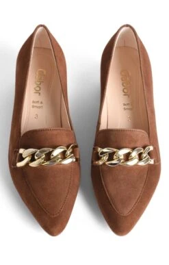Ladies Gabor Mid Heel Chain Suede Shoe -Best Fashion Shoes Shop TA23681WHISKY 4