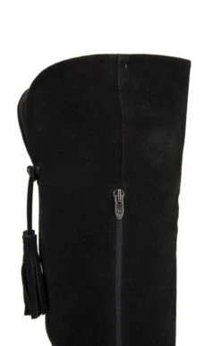 Tall Suede Boots With Tassel -Best Fashion Shoes Shop TA35010BLACK 4