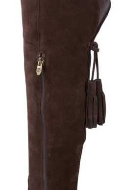 Tall Suede Boots With Tassel -Best Fashion Shoes Shop TA35010DARKBROWN 4 1