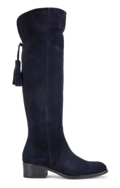 Tall Suede Boots With Tassel -Best Fashion Shoes Shop TA35010NAVY 1