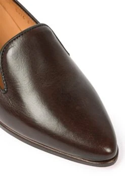 Leather Pointed Loafer -Best Fashion Shoes Shop TA77773DKBROWN 3