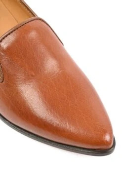 Leather Pointed Loafer -Best Fashion Shoes Shop TA77773TAN 2