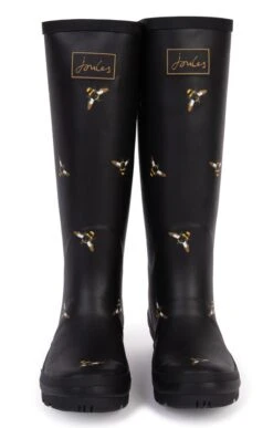 Ladies Joules Printed Wellies -Best Fashion Shoes Shop TA89120BLACKMETALLICBEES 4