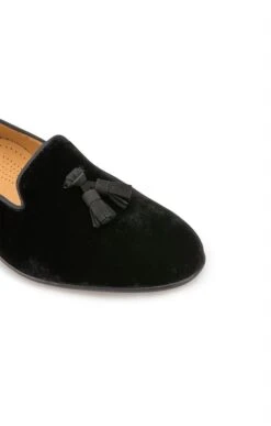 Mens Velvet Tassel Slipper -Best Fashion Shoes Shop TA99140BLACK 3 1