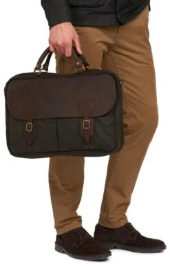 Barbour Wax Leather Briefcase -Best Fashion Shoes Shop TB00235OLIVE 1