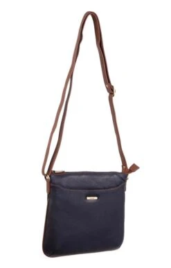 Ladies Zip Top Cross Body Bag -Best Fashion Shoes Shop TB00405NAVYCHESTNUT 1