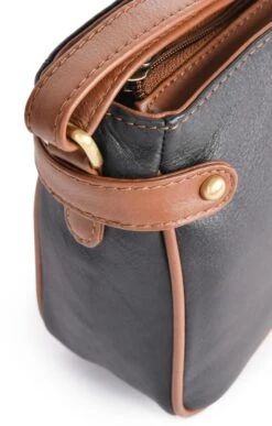 Ladies Tab Detail Cross Body Bag -Best Fashion Shoes Shop TB02126BLACKCHESTNUT 2