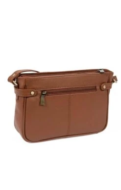 Ladies Tab Detail Cross Body Bag -Best Fashion Shoes Shop TB02126CHESTNUT 1