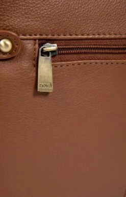Ladies Tab Detail Cross Body Bag -Best Fashion Shoes Shop TB02126CHESTNUT 2