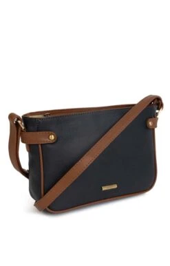 Ladies Tab Detail Cross Body Bag -Best Fashion Shoes Shop TB02126NAVYCHESTNUT 1