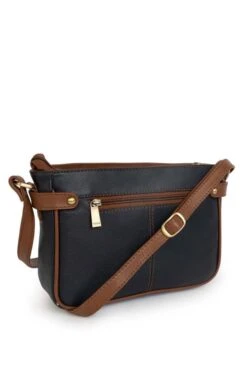Ladies Tab Detail Cross Body Bag -Best Fashion Shoes Shop TB02126NAVYCHESTNUT 2