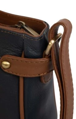 Ladies Tab Detail Cross Body Bag -Best Fashion Shoes Shop TB02126NAVYCHESTNUT 4