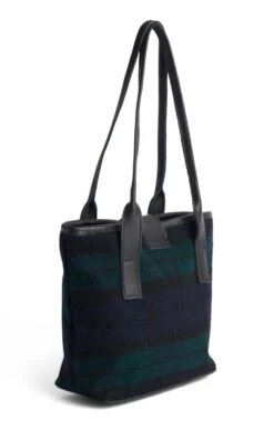 Tweed Tote Bag -Best Fashion Shoes Shop TB02301BLACKWATCH 1