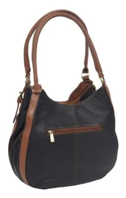 Ladies Slouchy Zip Top Bag -Best Fashion Shoes Shop TB04123BLACKCHESTNUT 1