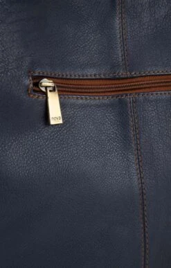 Ladies Slouchy Zip Top Bag -Best Fashion Shoes Shop TB04123NAVYCHESTNUT 2