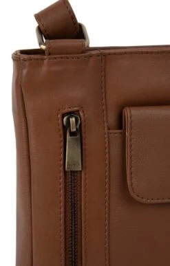 Ladies Zipped Cross Body Bag -Best Fashion Shoes Shop TB21003CHESTNUT 2