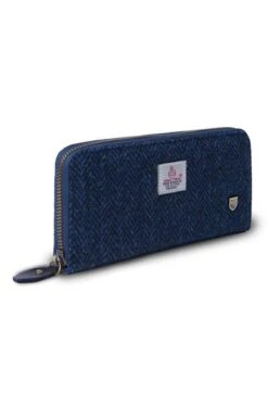 Ladies Harris Tweed Large Purse -Best Fashion Shoes Shop TB21084NAVYHB 1