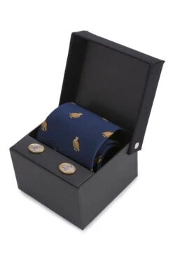 Partridge Silk Tie And Cufflinks -Best Fashion Shoes Shop TK02219NAVY 1 1