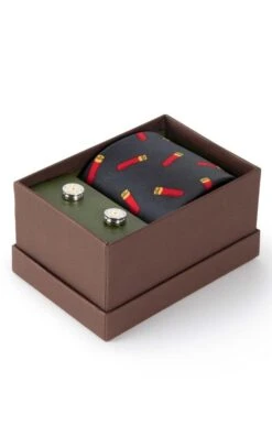 Cartridge Cufflink And Tie Set -Best Fashion Shoes Shop TK02222OLIVERED 2