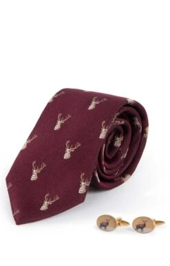 Men's Stag Cufflink & Tie Set