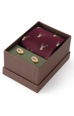 Men's Stag Cufflink & Tie Set 7 Men's Stag Cufflink & Tie Set -Best Fashion Shoes Shop TK02224WINE 2