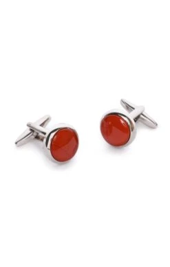 Men’s Round Red Jasper Cufflinks